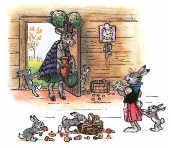 Коза принесла капусты и крынку молока