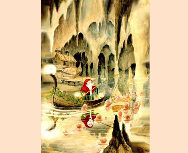 гном закидывал в озеро золотую сеть