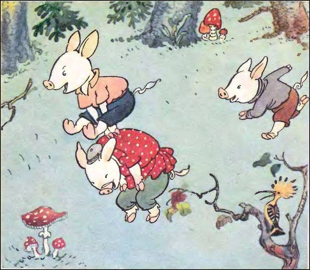 поросята кувыркались в зелёной траве